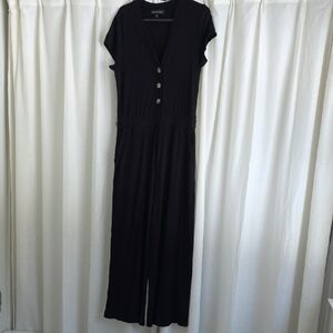 Banana Republic Black  Ribbed Button-Front Jumpsuit Size Small.